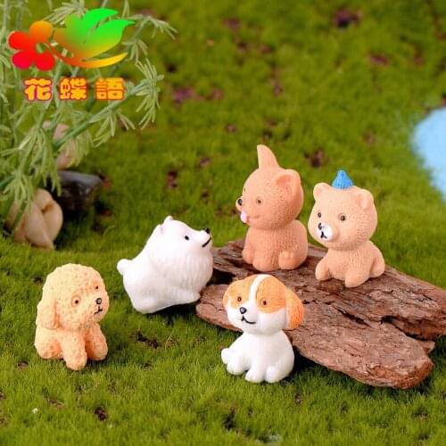 Resin Dog Ornament Family Micro Landscape Decoration Mini Dog Crafts Miniatures Figurines For Home Decor Puppy Accessories