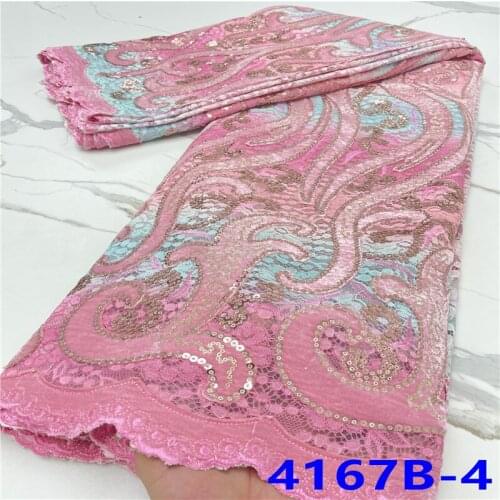 Latest Pink African Velvet Lace Fabric Embroiderey Stone French Tulle Laces Fabric For Nigerian Wedding Party Sewing NA4167B-1
