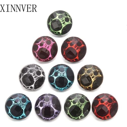 10pcs/lot Mixed Color Alloy Sequins Resin 18mm Snaps Buttons Fit Xinnver Snap Bracelets DIY Fashion Snap Jewelry Findings