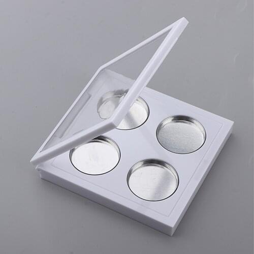 Makeup DIY Empty 4 26mm Round Grids Eyeshadow Palette Cosmetics Lipstick Blush Pressed Powder Box Case with Aluminum Pans
