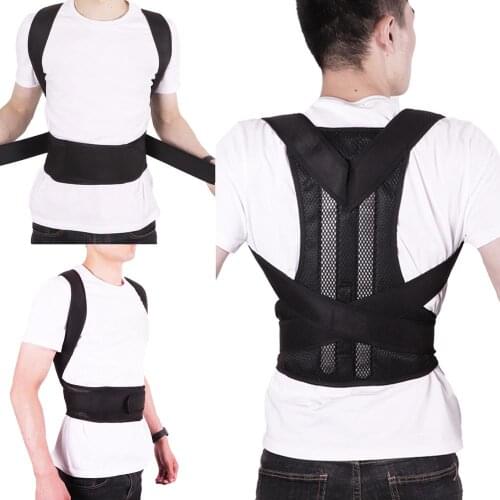 Adjustable Black Back Posture Corrector Shoulder Lumbar Spine Brace Support Belt Health Care for Men Women Sport Accessories
