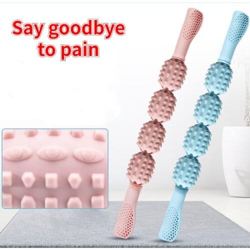 Yoga Exercise Massage Roller Stick Trigger Point 4 Wheel Body Massage Anti Cellulite Slimming Muscle Roller Relieve Stress Relax