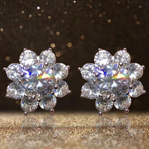New Fashion Rhinestone Crystal Stud Earring Cute Winter Snowflake Earrings For Women Wedding Party Fine Jewelry