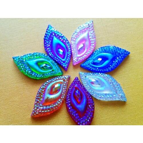 Mixed colour sew on crystal 15*30 mm flatback Navette eye shape rhinestones strass hand sewing for dress 50pcs/lot