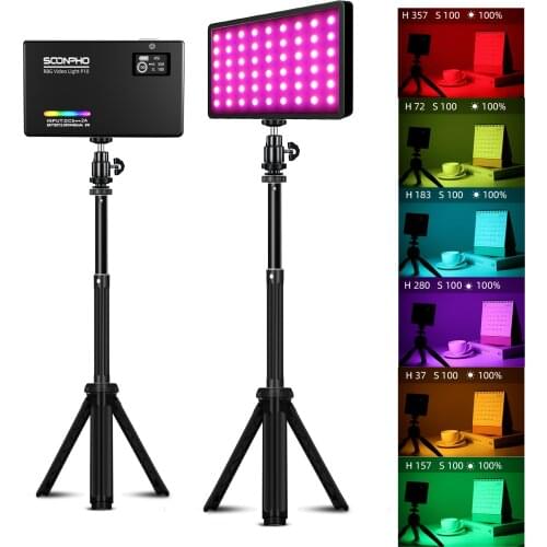 Soonpho P10 8W RGB LED Video Light Fill Light 2500K-8500K Built-in Battery with Stand Tripod for Live Video Streaming