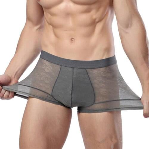 New Mens Boxer Underwear Bamboo Fiber Sexy Lace Transparent Boxer For Male Underwear Shorts Gift For a Man Panties Mens Bamboo