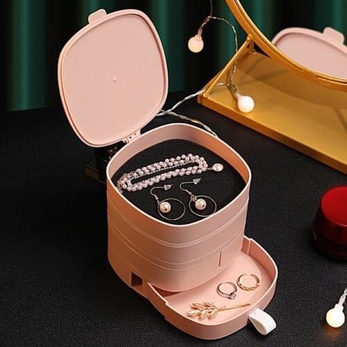 Rotatable Jewelry Storage Box Multi-layer Accessories Organizer Earring Holder Necklace Rings Display Case Container for Women