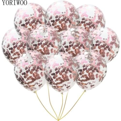 YORIWOO 10pcs 5pcs Rose Gold Confetti Balloon Latex Champagne Balloon Birthday Wedding Party Decorations Baby Shower Supplies