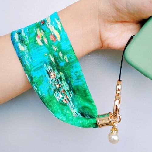 Ladies Chinese style mobile phone wrist strap anti-lost silk scarf mobile phone lanyard accessories lanyard