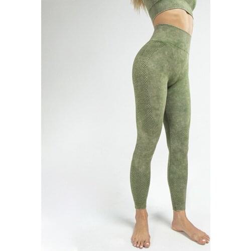 RETRO ACID WASH Seamless Gym Compression Legging Women High Waist Tummy Control Workout Fitness Sport Tights Yoga Pants