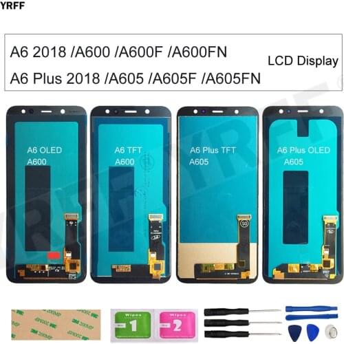 TFT/OLED A6 LCD For Samsung Galaxy A6 Plus 2018 A605 A605F A605FN A600 A600F A600FN A6 2018 lcd Display Touch Screen Digitizer