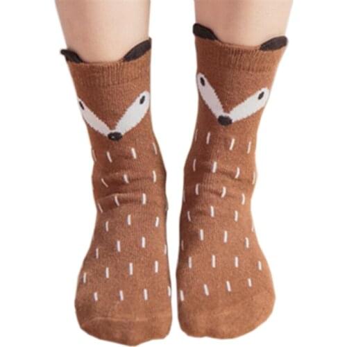 1 Pair Unisex Lovely Cute Cartoon Fox Kids baby Socks Short Winter Girls Boys Cotton Sock Animal Toddler Socks Owl Bear 9-48 M