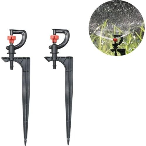 100PCS G-type Rotating Sprinkler With support Spike 360 Degrees Red Wheel Micro Rotor Sprinklers Garden Watering