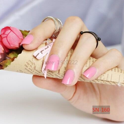 2020 24pcs short paragraph new cute candy color hot buy fake fingernails complete pink SN160