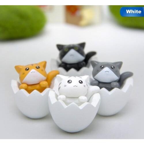 4pcs DIY Kawaii Eggshell Cat Toys Miniature Animal Doll Kids Birthday Gifts Craft Figurines Home Decor Shaped Decoration