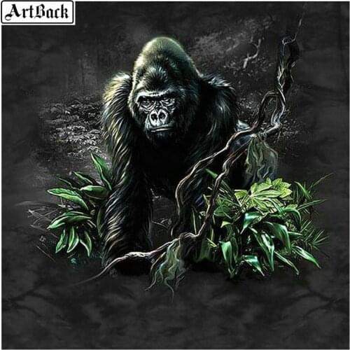 5d diy diamond painting gorilla full square diamond mosaic crafts 3d full round diamond embroidery animal pictures