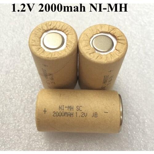 10 X NiMH 1.2v SubC SC 2000mAh Rechargeable Battery Paper Wrapped (Flat Top) 10C High DrainPower Tool Screw Driver Battery