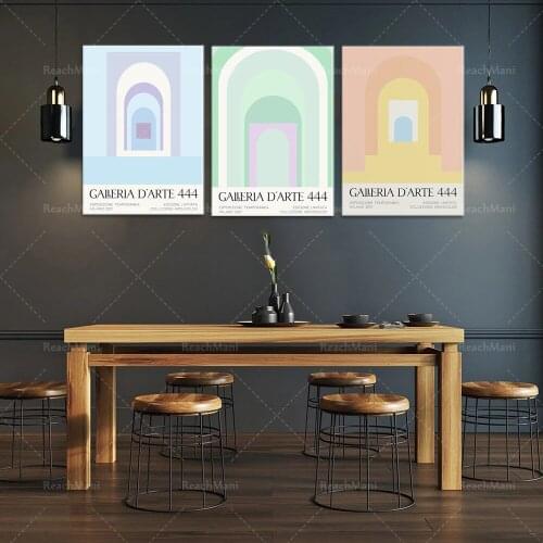 Archicolor Series Art Prints Medieval Modern Arch Wall Art Geometric Pastel Color Block Shape Poster Italian Art Museum Print Po