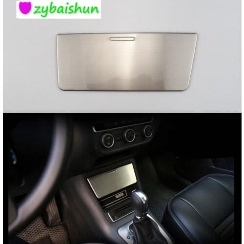 Car center console storage box stainless steel flake cover sticker for Volkswagen vw tiguan 2010 2011 2012 2013 2014 2015
