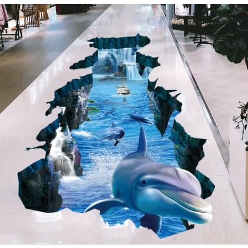 Big Wall decal Sticker Ceiling Floor Dolphin 3D living room bedroom Bathroom New