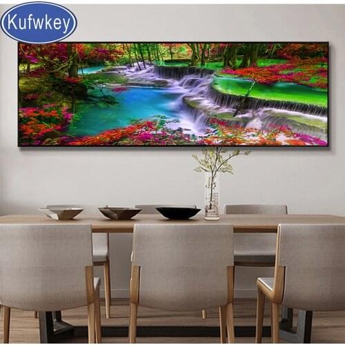 Large forest waterfalls landscape 5d diy Diamond Painting full square round drill 3d Diamond Embroidery mosaic diamond art