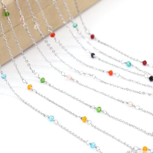 1 Meter Handmade Stainless Steel Chain Crystal Section Beads For Jewelry Making DIY Necklace Bracelet Anklet Accessories
