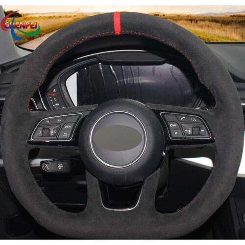 DIY Black Suede Car Steering Wheel Cover For Audi A4 S4 2016-2019 A5 RS5 2017-2019 RS4 2018-2019 S7 2018-2019 Car Accessories