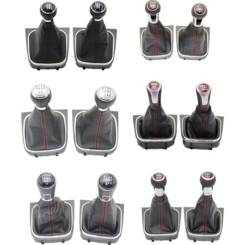 For VW Golf 5 V MK5 R32 GTI GTD 2004 2005 2006 2007 2008 2009 Car-Stying 5 / 6 Speed Car Stick Gear Shift Knob With Leather Boot
