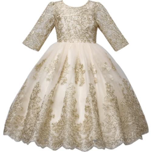 Yoliyolei Elegant Half-length Sleeve vestido de fiesta de boda Bridesmaid 2021 Prom Evening Maxi Dress for Girls 4-12 Years