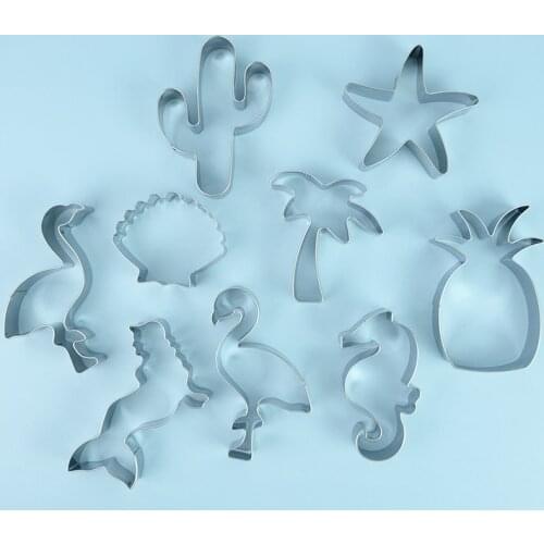 Flamingo Cookie Cutter Mold Pineapple Shape Stainless Steel Biscuit Fondant Cake Molds Hawaii Birthday Party Baking Kitchen Tool