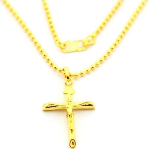 Hot sell Fashion New Brand Design Luxurio Pure gold color collar necklace few cross collares populares bijoux YHDN114