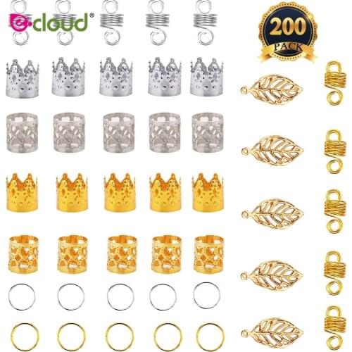 200pcs/lot Metal Hair Rings Cuffs Hair Braiding Beads Aluminum Dreadlocks Hair Decoration Accessories