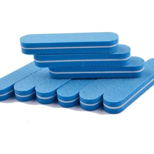 50Pcs Blue Mini Nail File Sanding Beauty Art Care Tools Buffers Slim Crescent Grit Callus Wholesale Files pedicura Manicure Tool