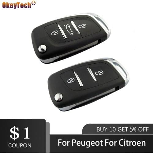 OkeyTech Modified Filp Folding Remote Car Key Shell Case Cover For Peugeot 207 307 407 408 308 For Citroen C2 C4 C5 C6 C8 CE0536