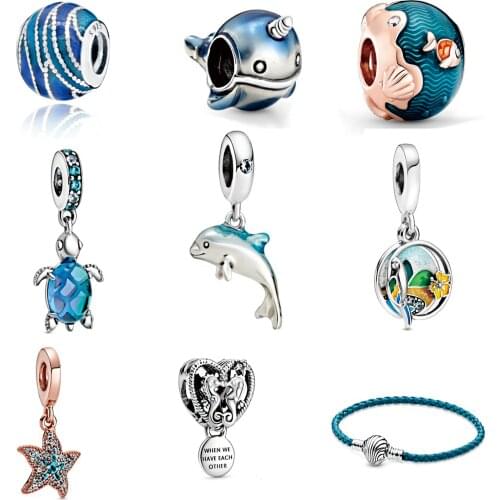 2020 New Murano Glass Sea Turtle Dangle Bead fit Original Pandora Charms Silver 925 Bracelet DIY Women Jewelry summer Collection