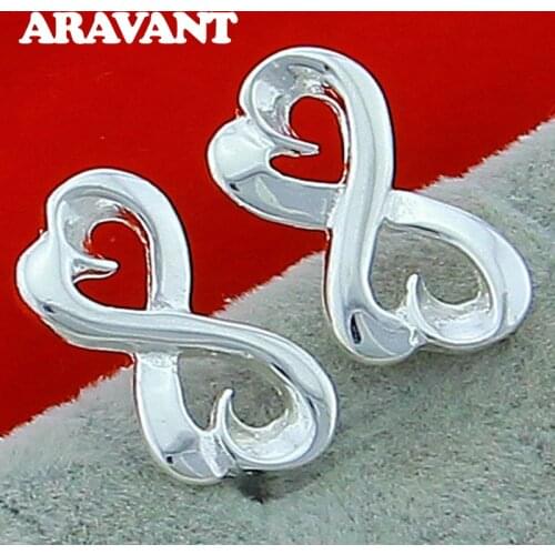New Arrival 925 Silver Double Hollow Heart Stud Earring Women Silver Earrings Jewelry Gifts