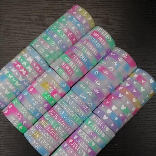 Wholesale 100pcs/lot Silicone Night Glow Luminous Bracelets Wristband For Women Men Mix Style Fashion Jewelry Club Party Gifts