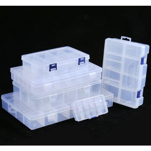 12 Sizes Plastic Storage Jewelry Box Compartment Adjustable Container for Beads earring box for jewelry rectangle Box Case