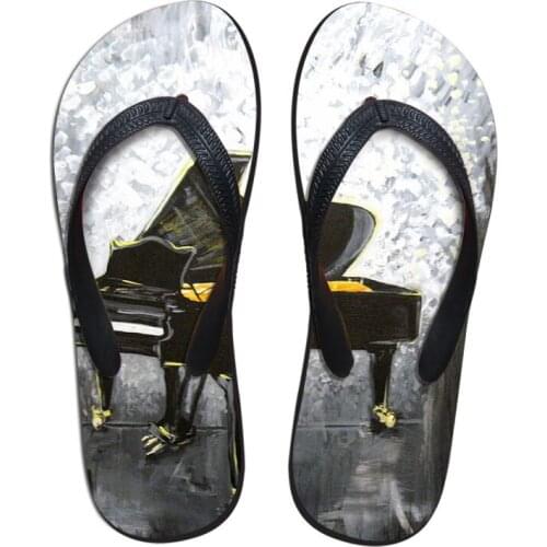 Fashion Summer Beach Flip Flops Men Slippers Sandals Painting Art Printing boy Flats Shoes Piano Music Shoes Artist Master piece
