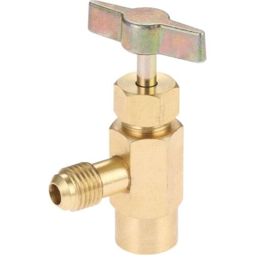 R-1234YF AC Refrigerant Can Bottle Tap Opener Valve Tool 1/4 SAE Male+ 1/2" ACME LH Female direct Fit for R12 R22 manifold