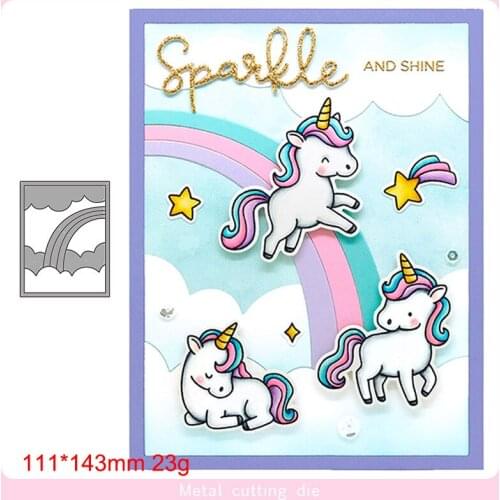 Rainbow Background Box Metal Cutting Dies Scrapbooking Craft Mold Cut Die Stencil Handmade Paper Card Make Template New Design