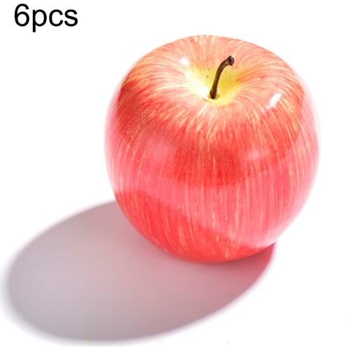 6pcs Lifelike Artificial Red Apples Fake Apples Fruit Home Kitchen Cabinet Decoration