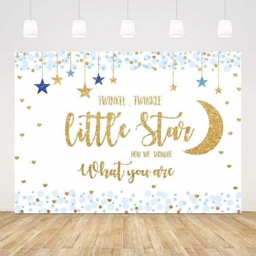 Blue baby shower backdrop twinkle twinkle little star background for photo studio newborn baby shower party decoration glitter
