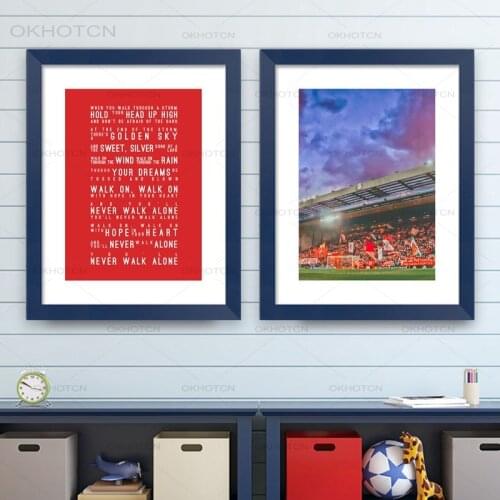 Liverpool Fc Canvas Print Painting You'll Never Walk Alone Lyrics Art Wall Art Picture Home Decor Anfield Stadium Print Poster