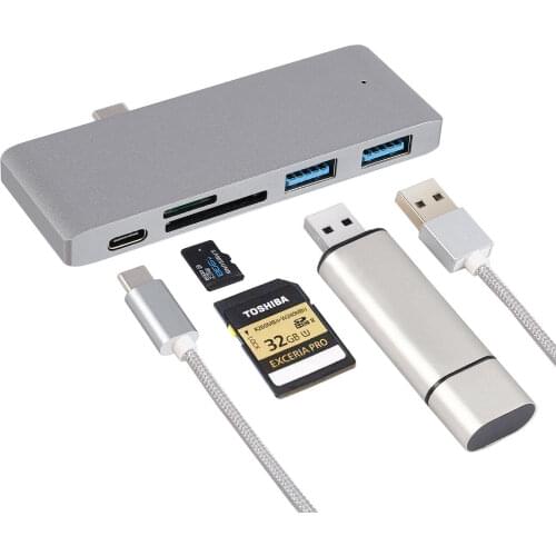 Thunderbolt 3 USB Type C Hub for MacBook 12 inch USB-C Dock Adapter with Micro SD/TF Reader Slot for Mac Book Pro USB C HUB