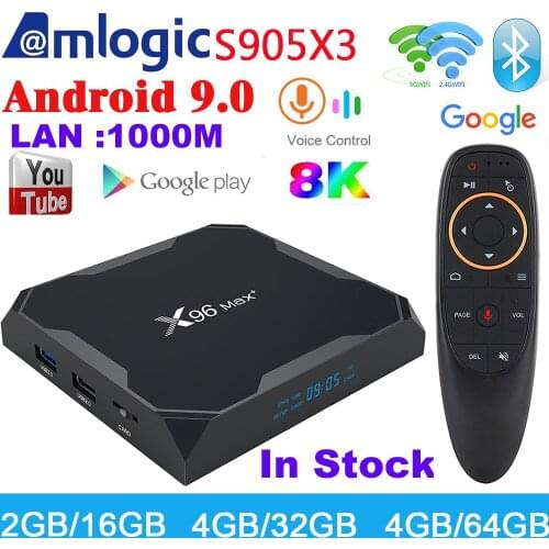 Android TV Box X96 Max Plus 8K Android 9.0 Media Player 4G 64GB Amlogic S905X3 1000M 2.4G 5G WiFi X96MAX+ 2G 16G HD Set Top Box