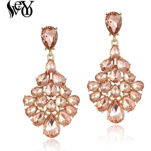 VEYO Elegant Bridal Crystal Drop Earrings Luxury Party Dangle Earrings for Women Fashion Jewelry New