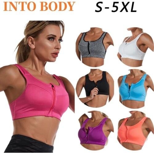 Of Womens Sexy Sports Bra Without Steel Ring Gathered Breathable Running Yoga Vest Fitness Front Zipper Shockproof Underwear