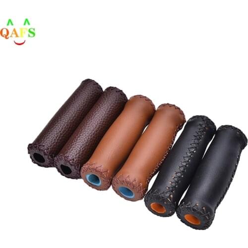 1Pair 3 Colors Vintage Retro Riding MTB Road Mountain Bike Bicycle Handlebar Grip Artificial Leather Cycling Grip Ends