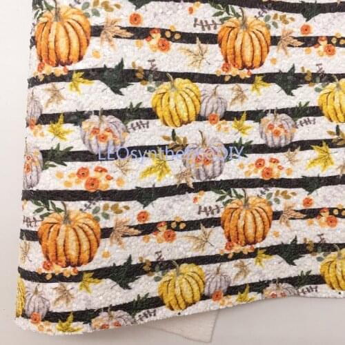 1PC 21X29CM Black Stripes and Pumpkin Printed Glitter Leather Sheets For Making Bows LEOsyntheticoDIY T485E